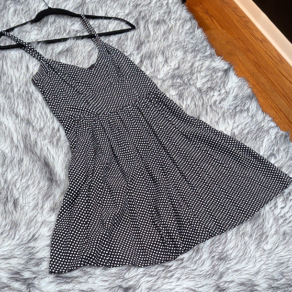 Express Black and White Polka Dot Midi Dress